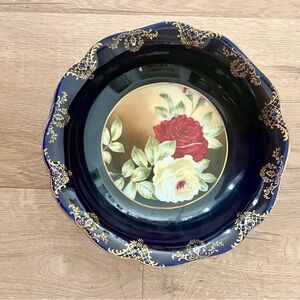 Antique 1891-1906 R.C. Mark, Rosenthal Madeleine Bowl, Cobalt Blue Gold, Rose 9”
